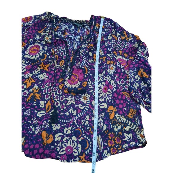 Rachel Zoe Women's Purple, Pink Floral Round Neck 3/4 Sleeve Boho Size Large - Picture 3 of 9